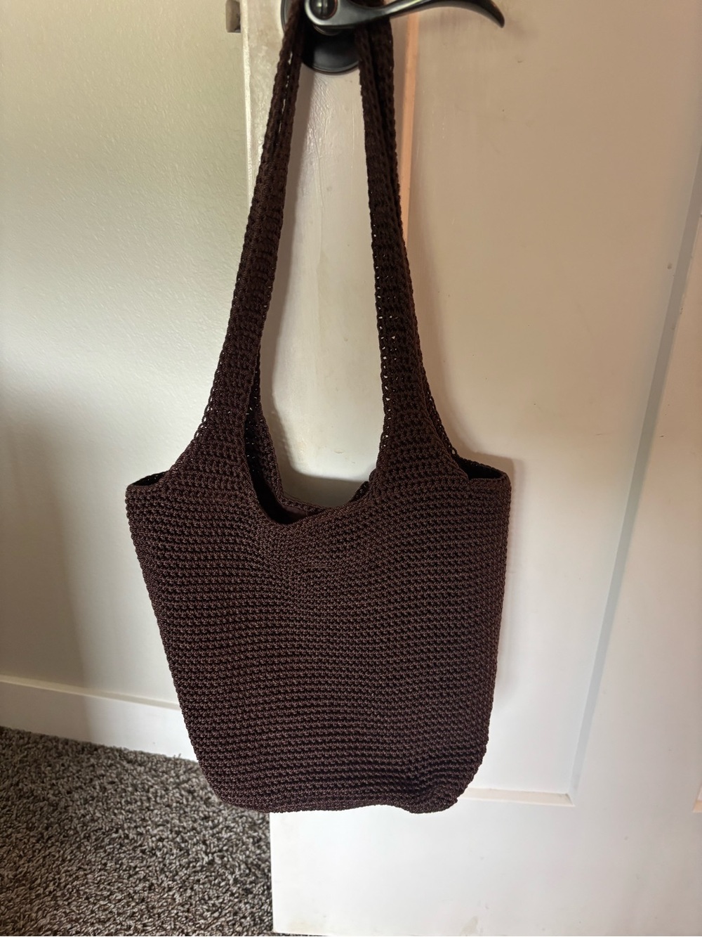 The Sak Brown Crochet Tote Bag - Classic Everyday Shoulder Bag